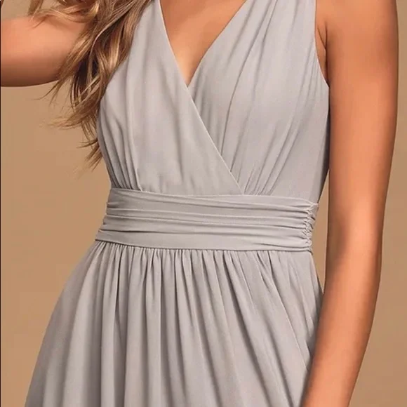 Lulus Grey Maxi Bridesmaid Prom Dress - Picture 3 of 7